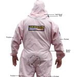 Back Profile of Jawadis Pink Full Bee Suit Worn by Beekeeper