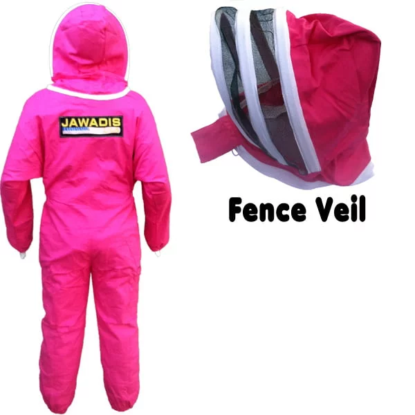 Back view of Jawadis Fuchsia Beekeeper Suit with elastic bands