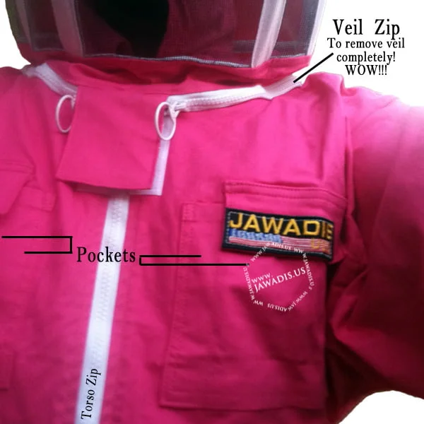 Double chest pockets with pen holders on fuchsia bee keeper costume