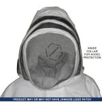 Close-up of fencing-style veil on Jawadis beekeeper suit