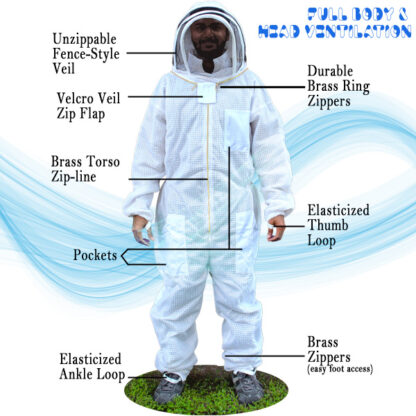 Jawadis 3-Layer Ventilated Beekeeper Suit – Full Front View