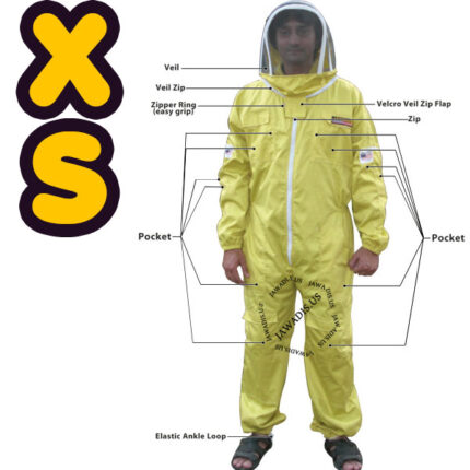 Jawadis sting proof bee suit size XS displayed for small-frame beekeepers