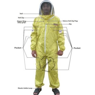 Jawadis Adult Beekeeper Full Bee Suit with removable fence-style veil in yellow for protection