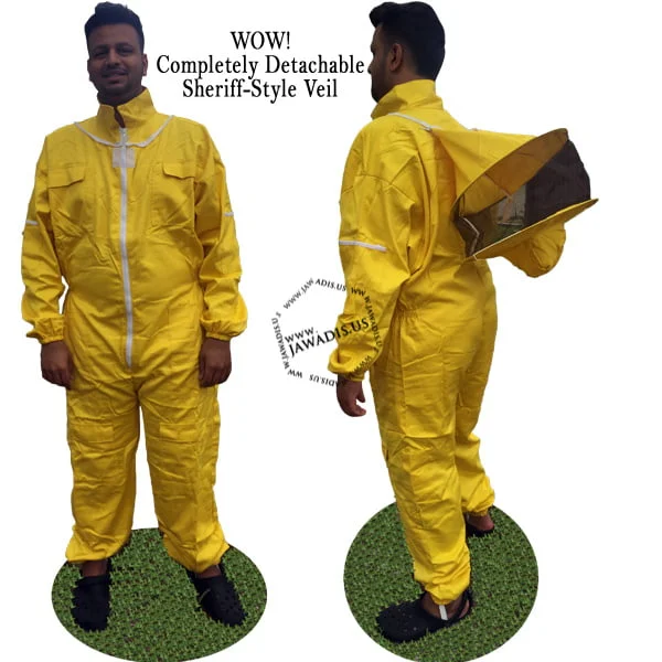 Professional Beekeeper Wearing Jawadis Full Bee Suit with Removable Veil