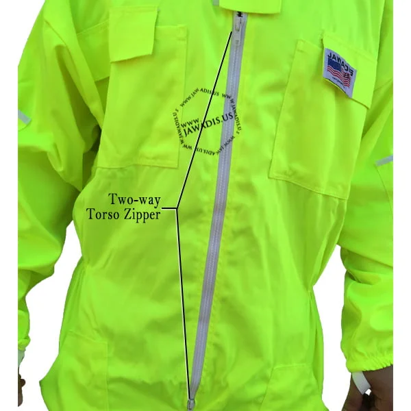 Jawadis beekeeping suit with front and ankle zippers for easy wear
