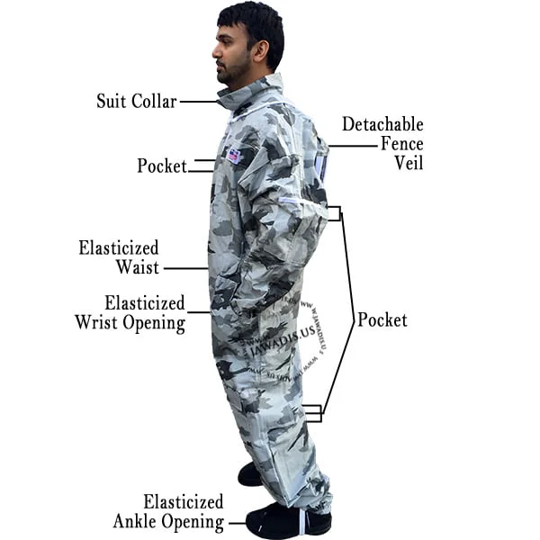 Snow Camouflage Beekeeper Costume with multiple pockets and tool storage