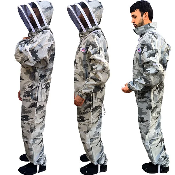 Jawadis Snow Camouflage Beekeeper Costume with zipper ankle closures