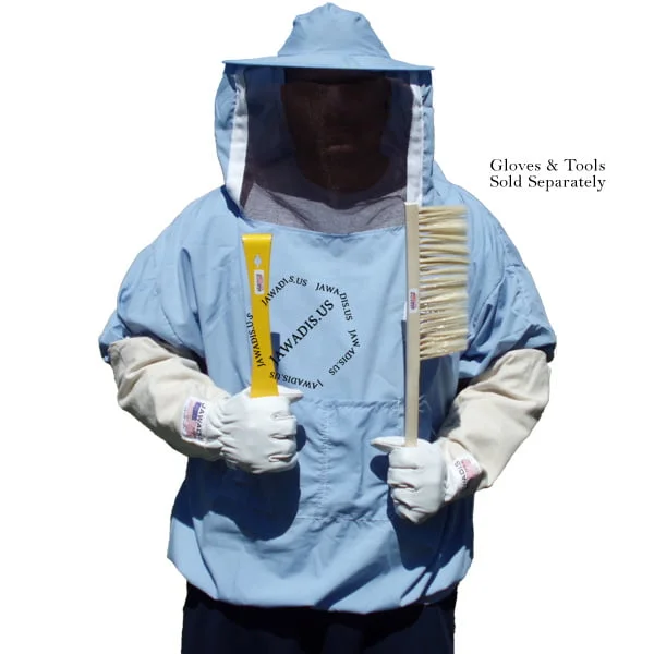 Unisex Cotton Beekeeper Jacket with Sheriff-Style Veil for Beekeeping & Garden - Solid Blue | Elastic Wrist | Lightweight - Image 5