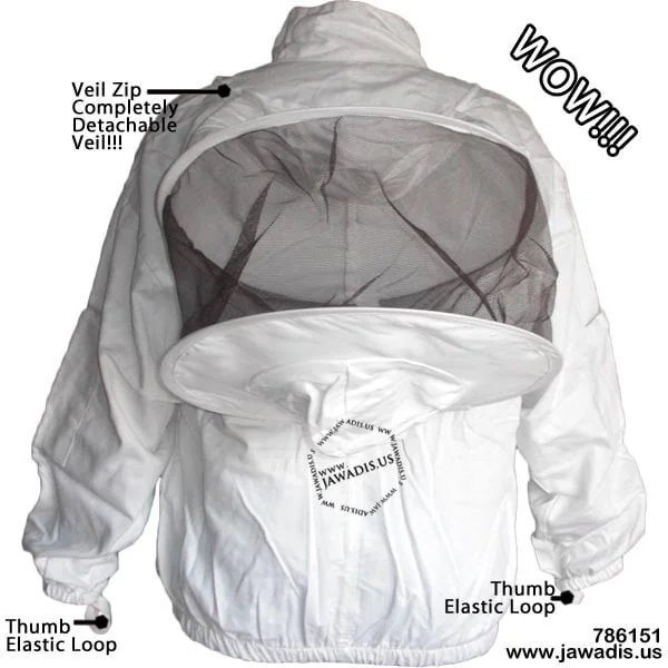 Cotton Beekeeper Zip-Up Jacket with Removable Veil - Protect & Garden Safely | White Sheriff Style - Sizes for Ultimate Safety - Image 6