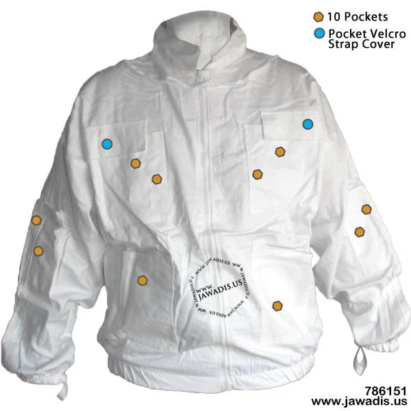Cotton Beekeeper Zip-Up Jacket with Removable Veil - Protect & Garden Safely | White Sheriff Style - Sizes for Ultimate Safety - Image 4