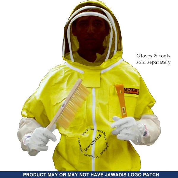 Beekeeper Zip-Up Jacket with Removable Veil | Garden Safety Wear in Yellow - 100% Cotton | Elastic Wrist & Waist | High-Quality Protection - Image 2