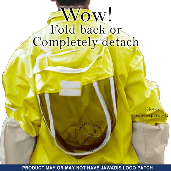 Beekeeper Zip-Up Jacket with Removable Veil | Garden Safety Wear in Yellow - 100% Cotton | Elastic Wrist & Waist | High-Quality Protection - Image 4
