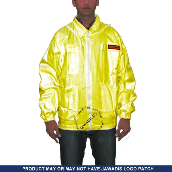 Beekeeper Zip-Up Jacket with Removable Veil | Garden Safety Wear in Yellow - 100% Cotton | Elastic Wrist & Waist | High-Quality Protection - Image 3