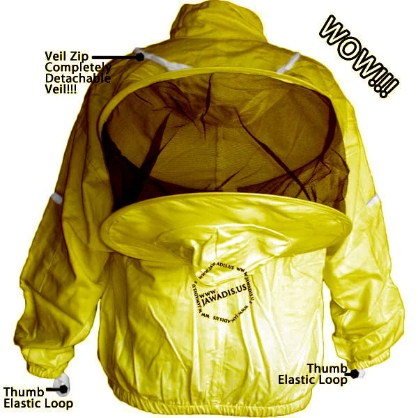 Yellow Adult Beekeeper Jacket with Removable Veil - 100% Cotton | Garden Safe, Sting-Proof, Easy Wear - Image 6