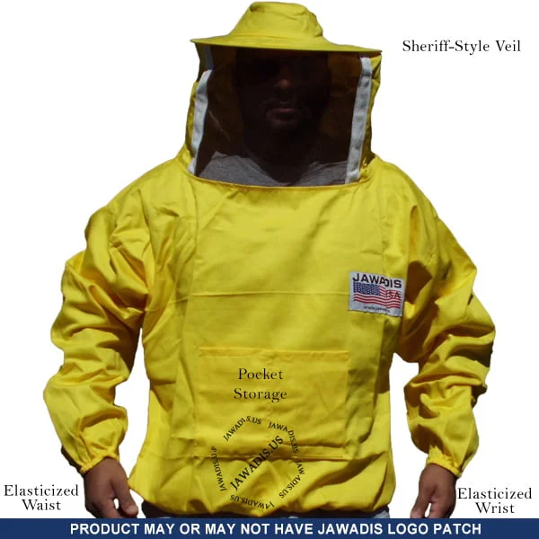 Solid Yellow Beekeeper Jacket with Round Veil | 100% Cotton Unisex Sheriff Style | Garden Pest Control Essential