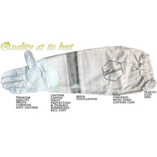 Premium Ventilated Cowhide Gloves for Beekeeping and Gardening - White