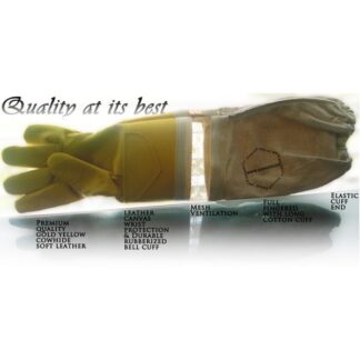 Premium Ventilated Cowhide Bee Gloves: Soft Leather, Long Cuff, Yellow