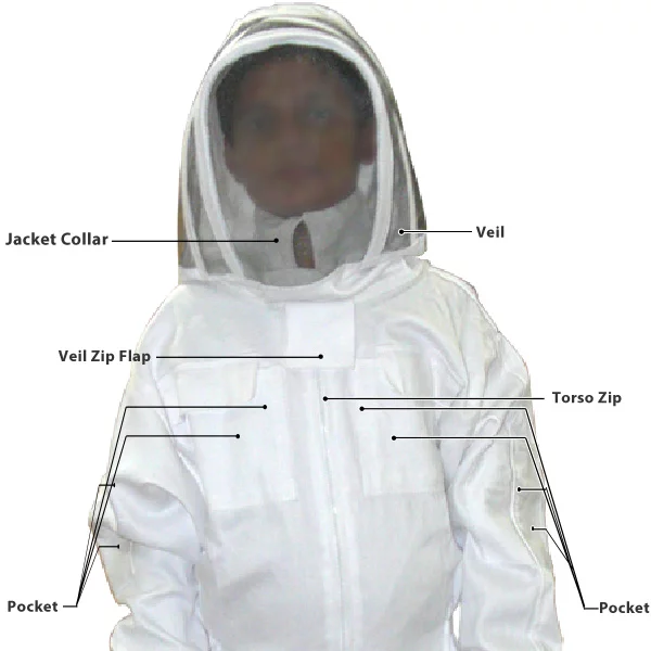 Children's Beekeeper Jacket: White Fence-Style Veil, Elastic Bands, 10 Pockets - Ultimate Garden Safety for Young Explorers! 🌼🐝 #ChildGardeningGear - Image 2