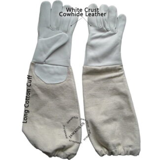 Children's Beekeeper Gloves | Long Cuff Gauntlet for Garden | Genuine Leather & Cotton | White Kids' Gardening Gloves 🌼🐝