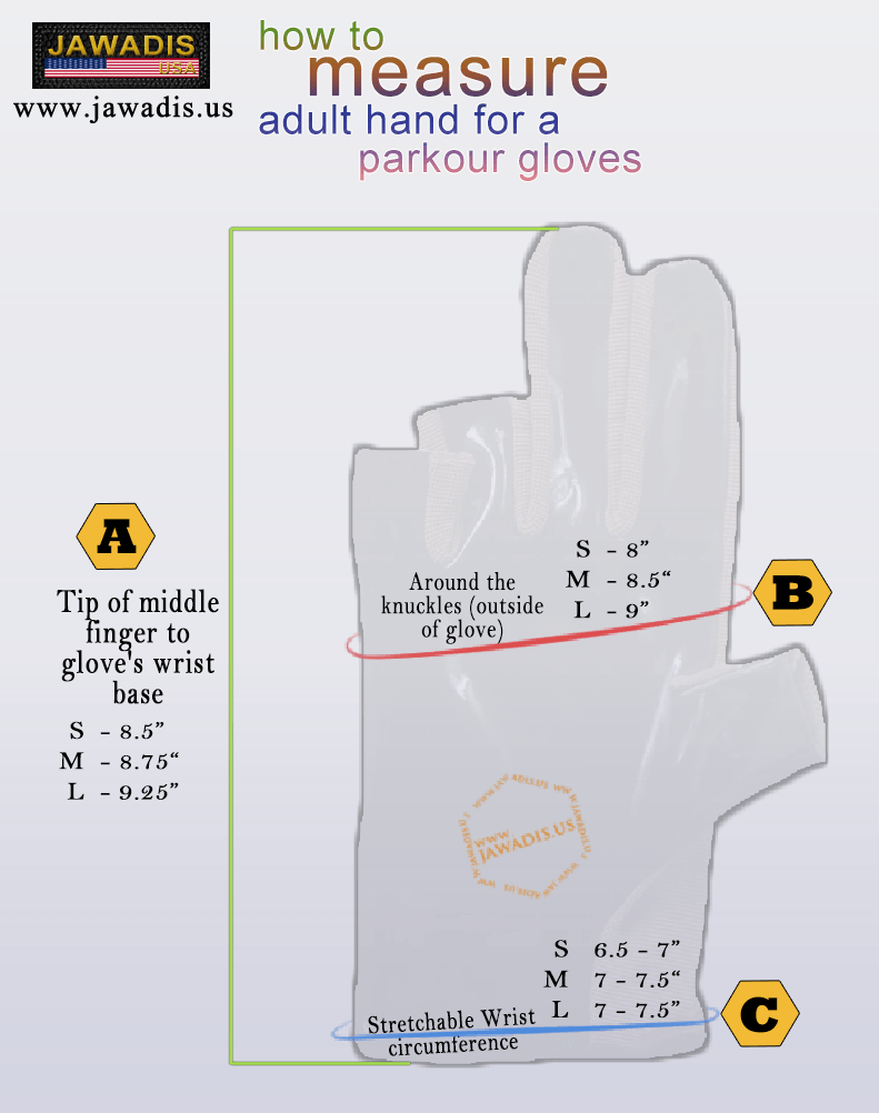 Size Guide Jawadis Parkour Gloves Adult