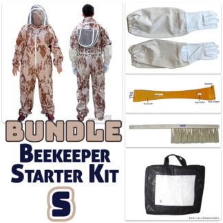 S: Desert Camo Beekeeping Suit Bundle – S Suit with Gloves, Hive Tool & Brush