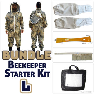 Jawadis Seclusion 3D Open Country Beekeeper Starter Kit Bundle with Bee Suit, Gloves, Hive Tool & Brush  - L