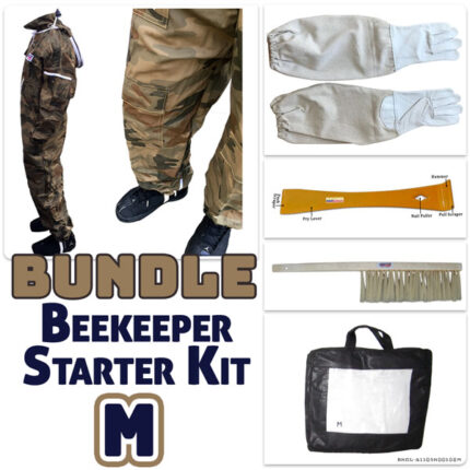Ultimate Beekeeper Camouflage Suit for Bees Bundle – Includes Gloves, Hive Tool & Bee Brush Adult Size M