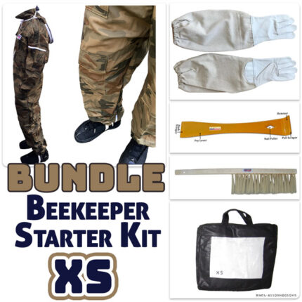 Ultimate Beekeeper Camouflage Suit for Bees Bundle – Includes Gloves, Hive Tool & Bee Brush Adult Size XS