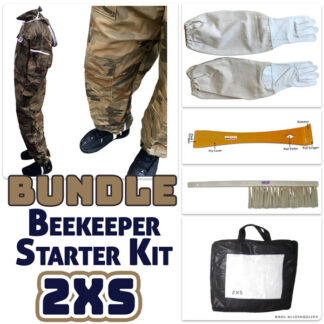 Ultimate Beekeeper Camouflage Suit for Bees Bundle – Includes Gloves, Hive Tool & Bee Brush Adult Size 2XS