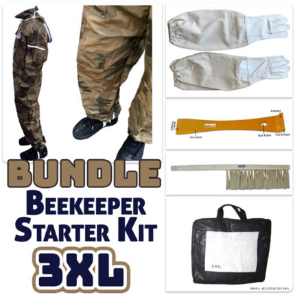 Ultimate Beekeeper Camouflage Suit for Bees Bundle – Includes Gloves, Hive Tool & Bee Brush Adult Size 3XL
