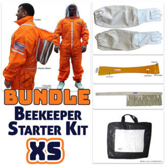 Jawadis Complete Beekeeping Starter Kit – Orange Bee Suit with Veil, Cowhide Gloves, Hive Tool & Bee Brush (Adult Size XS)