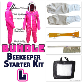 Jawadis Beekeeper Suit Bundle with Gloves, Hive Tool & Brush - Fuchsia - L