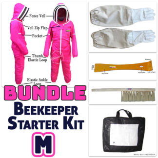 Jawadis Beekeeper Suit Bundle with Gloves, Hive Tool & Brush - Fuchsia - M