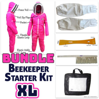 Jawadis Beekeeper Suit Bundle with Gloves, Hive Tool & Brush - Fuchsia - XL