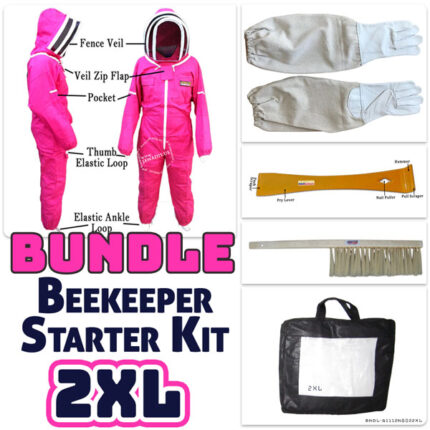Jawadis Beekeeper Suit Bundle with Gloves, Hive Tool & Brush - Fuchsia - 2XL