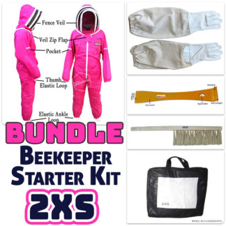 Jawadis Beekeeper Suit Bundle with Gloves, Hive Tool & Brush - Fuchsia - 2XS