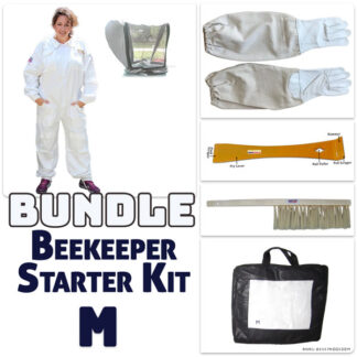 Jawadis Beekeeping Starter Bundle: Adult White Bee Suit with Gloves, Hive Tool & Bee Brush – Size M