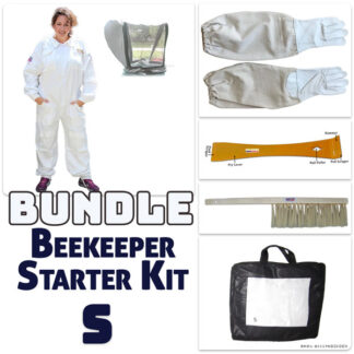 Jawadis Beekeeping Starter Bundle: Adult White Bee Suit with Gloves, Hive Tool & Bee Brush – Size S