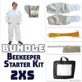 Jawadis Beekeeping Starter Bundle: Adult White Bee Suit with Gloves, Hive Tool & Bee Brush – Size 2XS