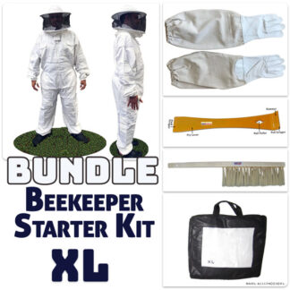 Jawadis Premium Beekeeper Outfit Bundle with Tools and Gloves - White - XL