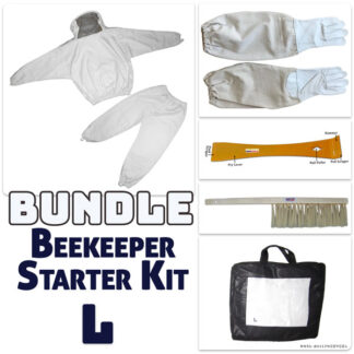 Jawadis Premium White Beekeeping Suit Bundle with Gloves, Hive Tool & Brush - L