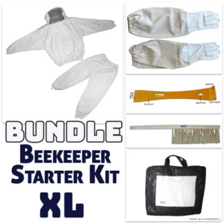 Jawadis Premium White Beekeeping Suit Bundle with Gloves, Hive Tool & Brush - XL