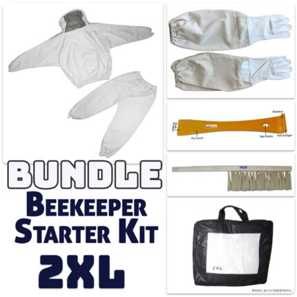 Jawadis Premium White Beekeeping Suit Bundle with Gloves, Hive Tool & Brush - 2XL