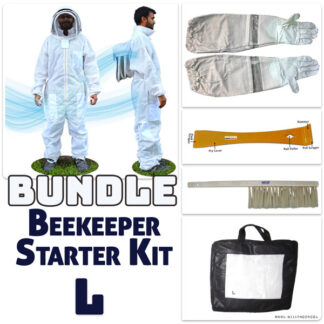 Jawadis Beekeeper Starter Bundle – 3-Layer Ventilated Suit, Cowhide Gloves, Hive Tool & Bee Brush – Sizes L