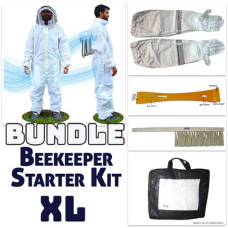 Jawadis Beekeeper Starter Bundle – 3-Layer Ventilated Suit, Cowhide Gloves, Hive Tool & Bee Brush – Sizes XL
