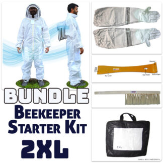 Jawadis Beekeeper Starter Bundle – 3-Layer Ventilated Suit, Cowhide Gloves, Hive Tool & Bee Brush – Sizes 2XL