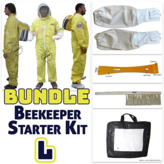 Jawadis Complete Beekeeping Suit Bundle with Gloves, Hive Tool, and Bee Brush – Adult Size L