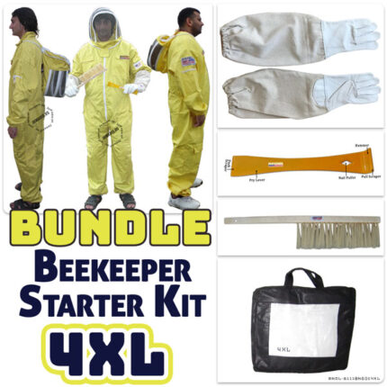 Jawadis Complete Beekeeping Suit Bundle with Gloves, Hive Tool, and Bee Brush – Adult Size 4XL