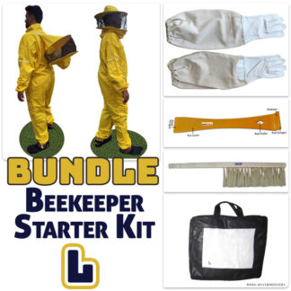 Jawadis Beekeeping Suit Bundle with Gloves, Hive Tool, and Bee Brush | Removable Sheriff-Style Veil | Yellow - L