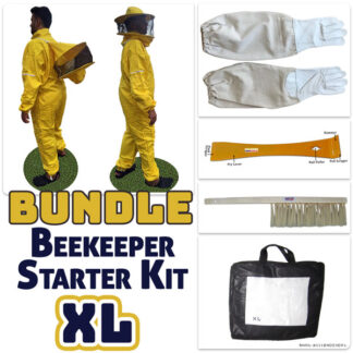 Jawadis Beekeeping Suit Bundle with Gloves, Hive Tool, and Bee Brush | Removable Sheriff-Style Veil | Yellow  - XL
